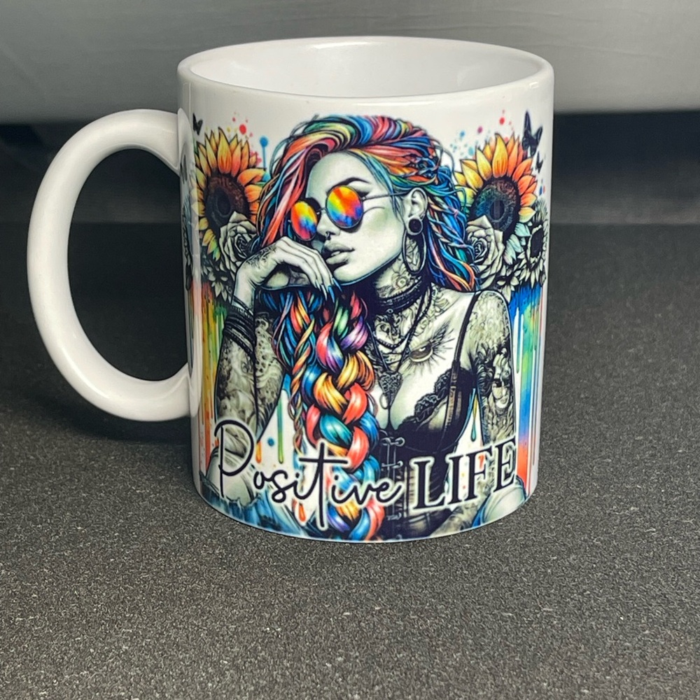 Positive Life Colorful Art Mug - Multicolor